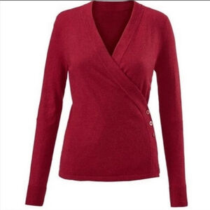 Cabi Red Ballet Wrap Cardigan Size Large EUC